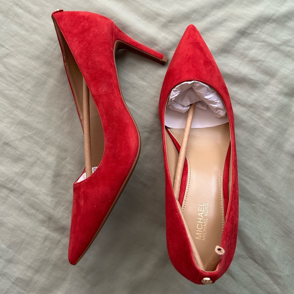 Michael Kors Vibrant Red Suede Heels - Picture 4 of 5
